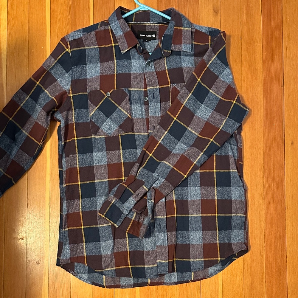 Olive & Oak Men's Casual Plaid Shirt - Navy and Brown